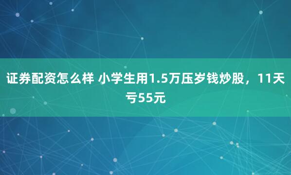 证券配资怎么样 小学生用1.5万压岁钱炒股，11天亏55元