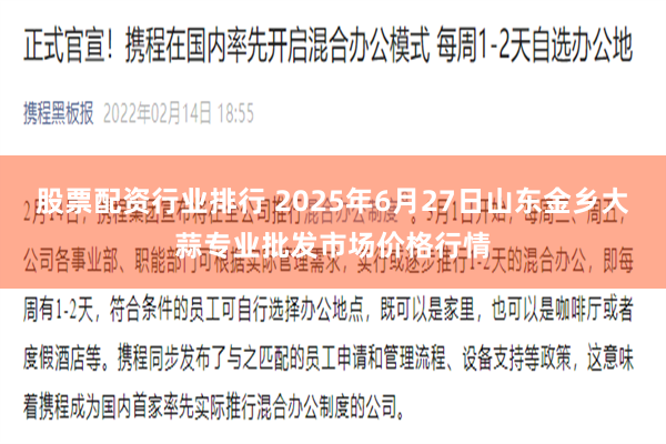 股票配资行业排行 2025年6月27日山东金乡大蒜专业批发市场价格行情