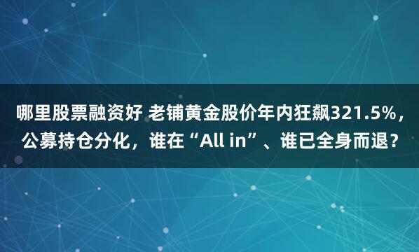 哪里股票融资好 老铺黄金股价年内狂飙321.5%，公募持仓分化，谁在“All in”、谁已全身而退？