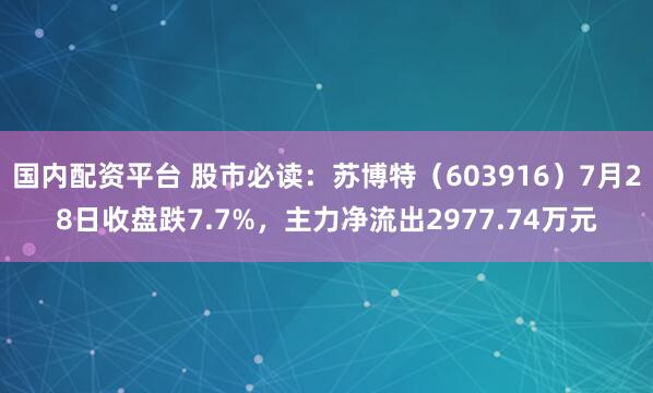 国内配资平台 股市必读：苏博特（603916）7月28日收盘跌7.7%，主力净流出2977.74万元