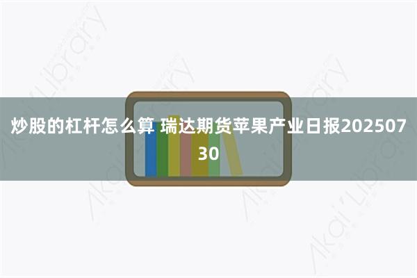 炒股的杠杆怎么算 瑞达期货苹果产业日报20250730