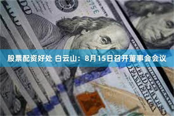 股票配资好处 白云山：8月15日召开董事会会议