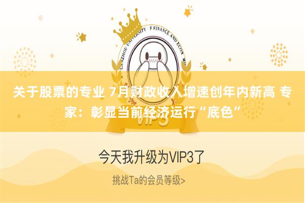 关于股票的专业 7月财政收入增速创年内新高 专家：彰显当前经济运行“底色”