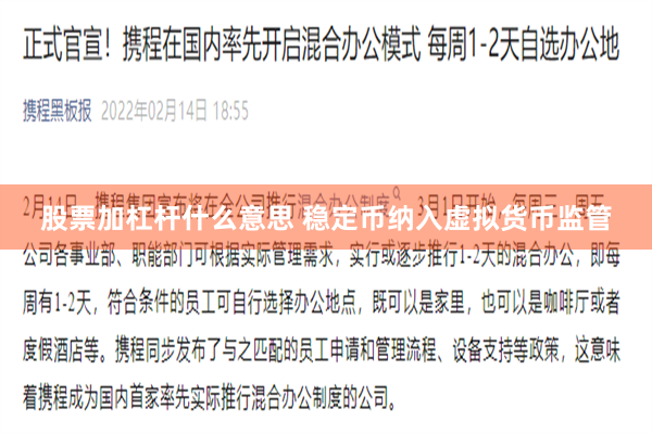 股票加杠杆什么意思 稳定币纳入虚拟货币监管